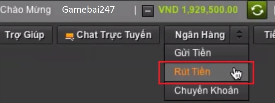 Thao tác rút tiền tại nhà cái Bet88