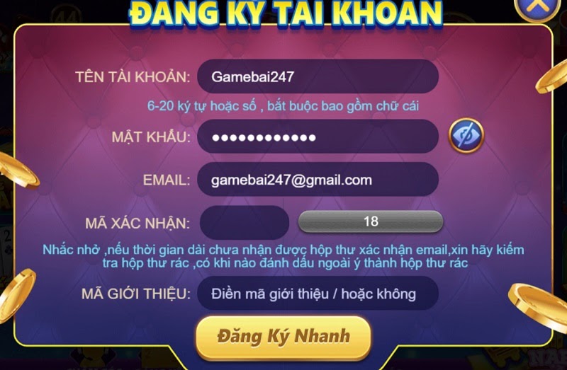 Đăng ký nhanh chóng và siêu tiện lợi tại cổng game V99 