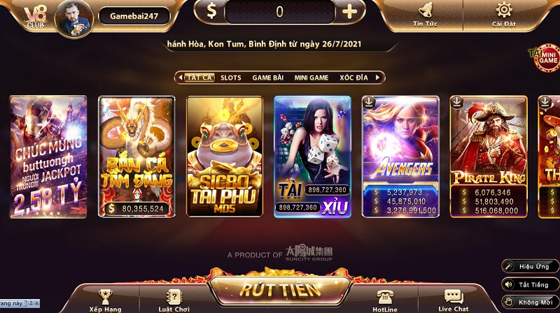 Giao diện đặc sắc của cổng game bài đổi thưởng V8 Club 