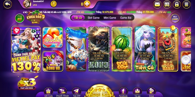 Giao diện đẹp và hiện đại của cổng game Bay247 