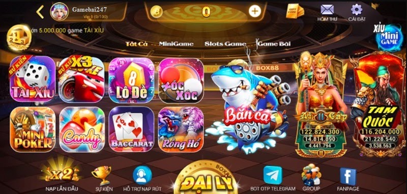 Giao diện đặc sắc và hiện đại của cổng game Box88 