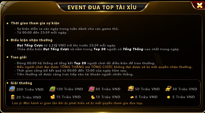 Event đua TOP Tài Xỉu nhận ngay Gift Code Fa88