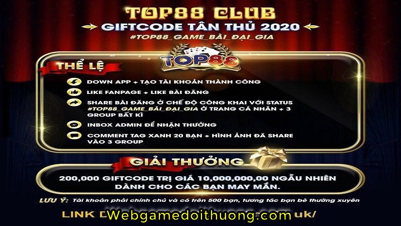 Gift Code TOP88 cho tân thủ