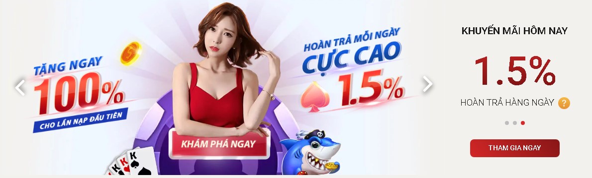 Khuyến mãi Sin88 hoàn trả 1.5% tổng cược mỗi ngày