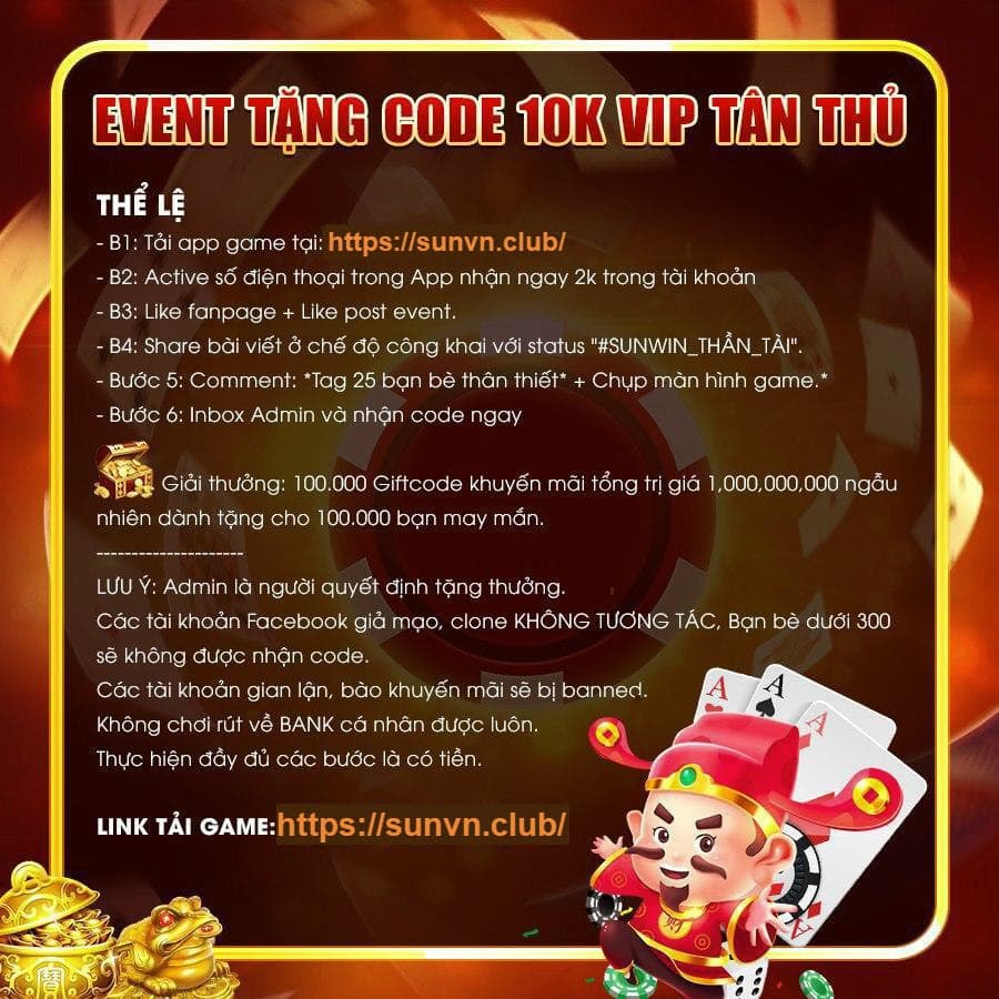 Gift Code SunWin - Tặng Giftcode cho tân thủ