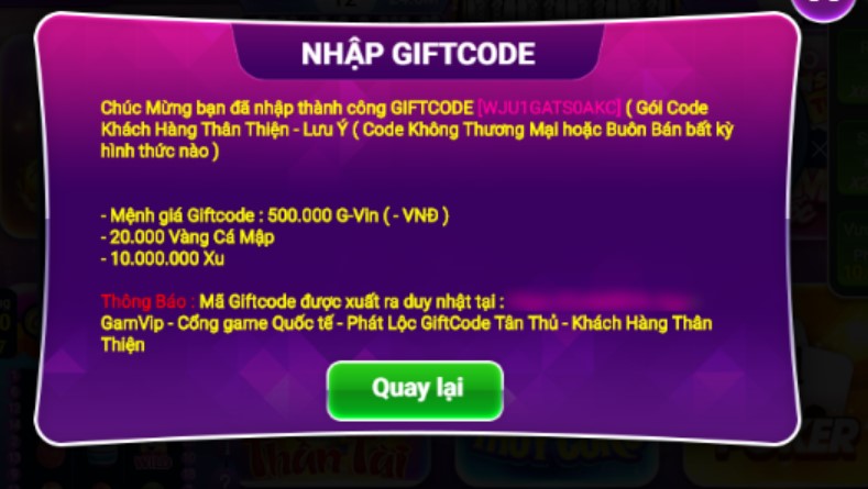 Cách nạp Gift Code Vin88 vào tài khoản 