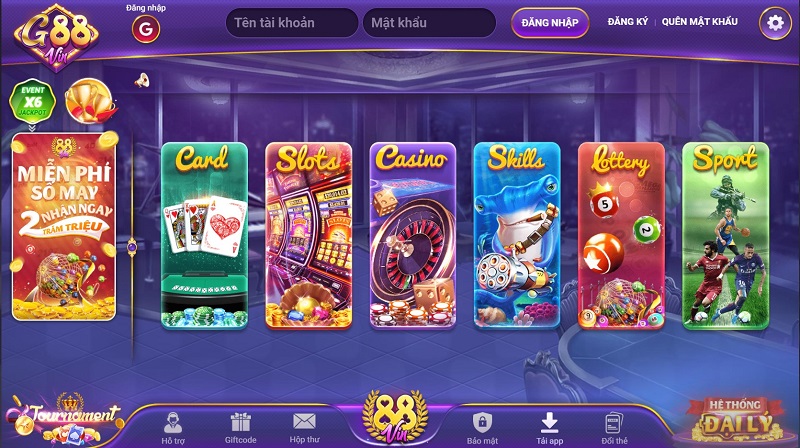 Hệ thống game đa dạng của G88 Vin