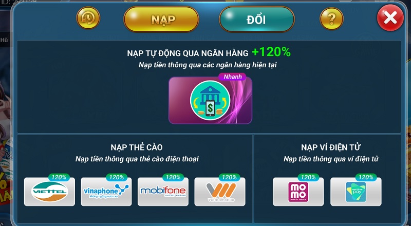 Phương thức nạp rút còn khá khiêm tốn tại cổng game Sonvip