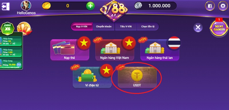 Hỗ trợ việc nạp game bằng tiền ảo