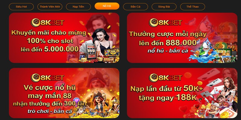 Cùng tìm hiểu về game nổ hũ online 8kbet hot nhất hiện nay