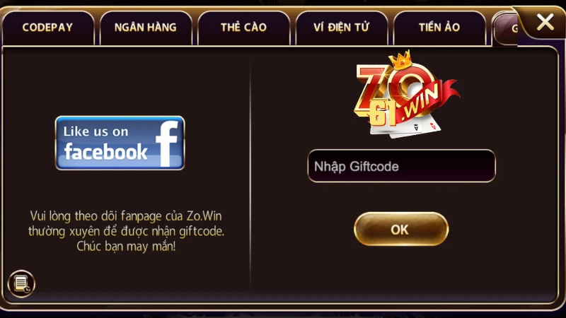 Quy trình sử dụng Zowin GiftCode miễn phí 