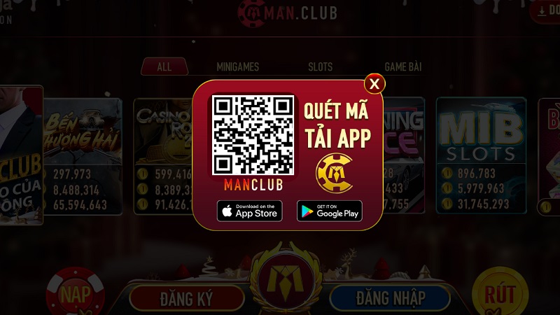  Hướng dẫn tải app Man Club trên các thiết bị điện thoại với các nền tảng IOS và Android qua mã QR code